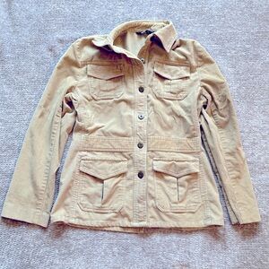 Vintage Y2K Corduroy Jacket Shacket Tan Safari Style Pockets Small